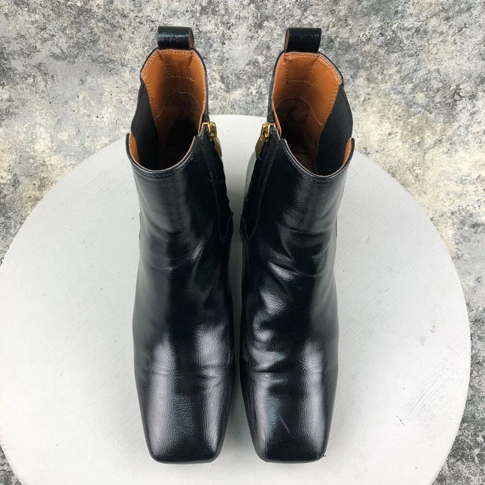 Franco Sarto Women's Size 10M Waxton Black Faux Leather Square Toe Ankle Booties